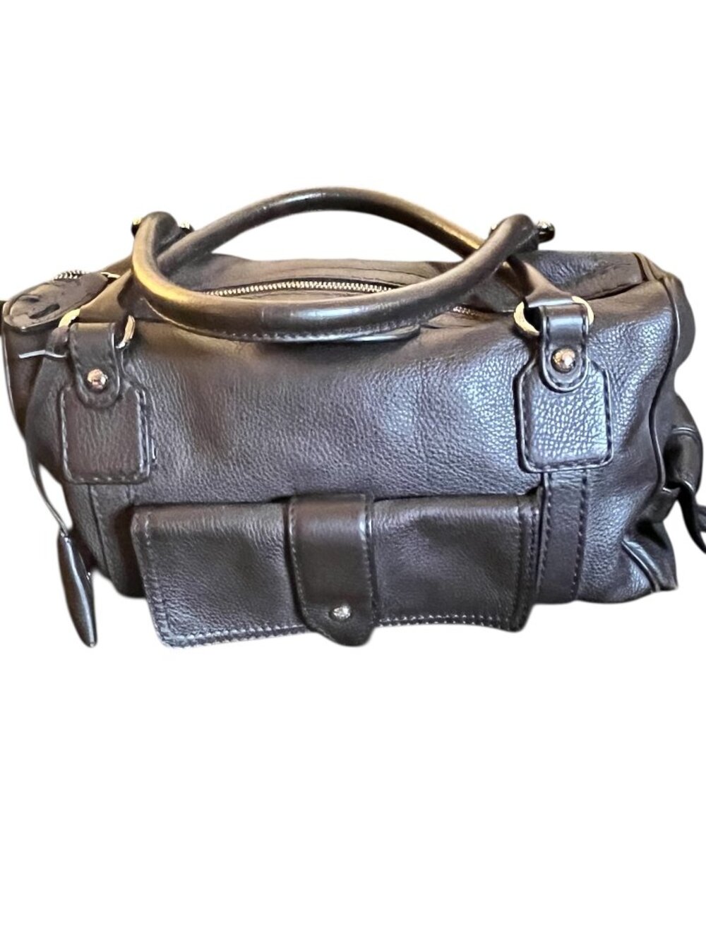 Tod's Bensenville Dark Brown Pebbled Leather Satchel Shoulder Bag
